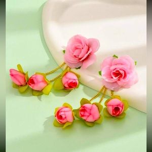 1pair Bohemian Tassel Long Flower Drop
Earrings For Women